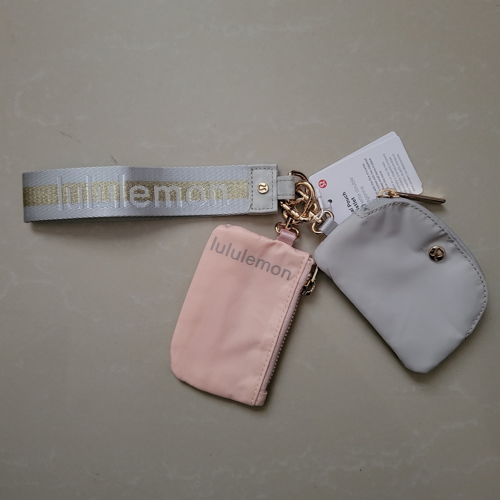 Lulu PeachPink and Gray Dual Wristlet